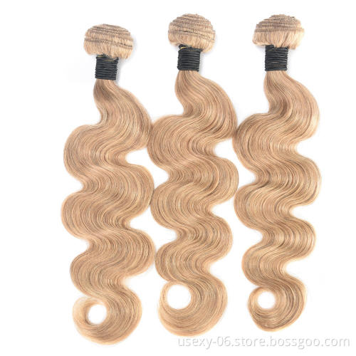 Cuticle Aligned Raw Hair Manufacturer Color 27# brazilian Body Wave Human Real Women Hair Extensions